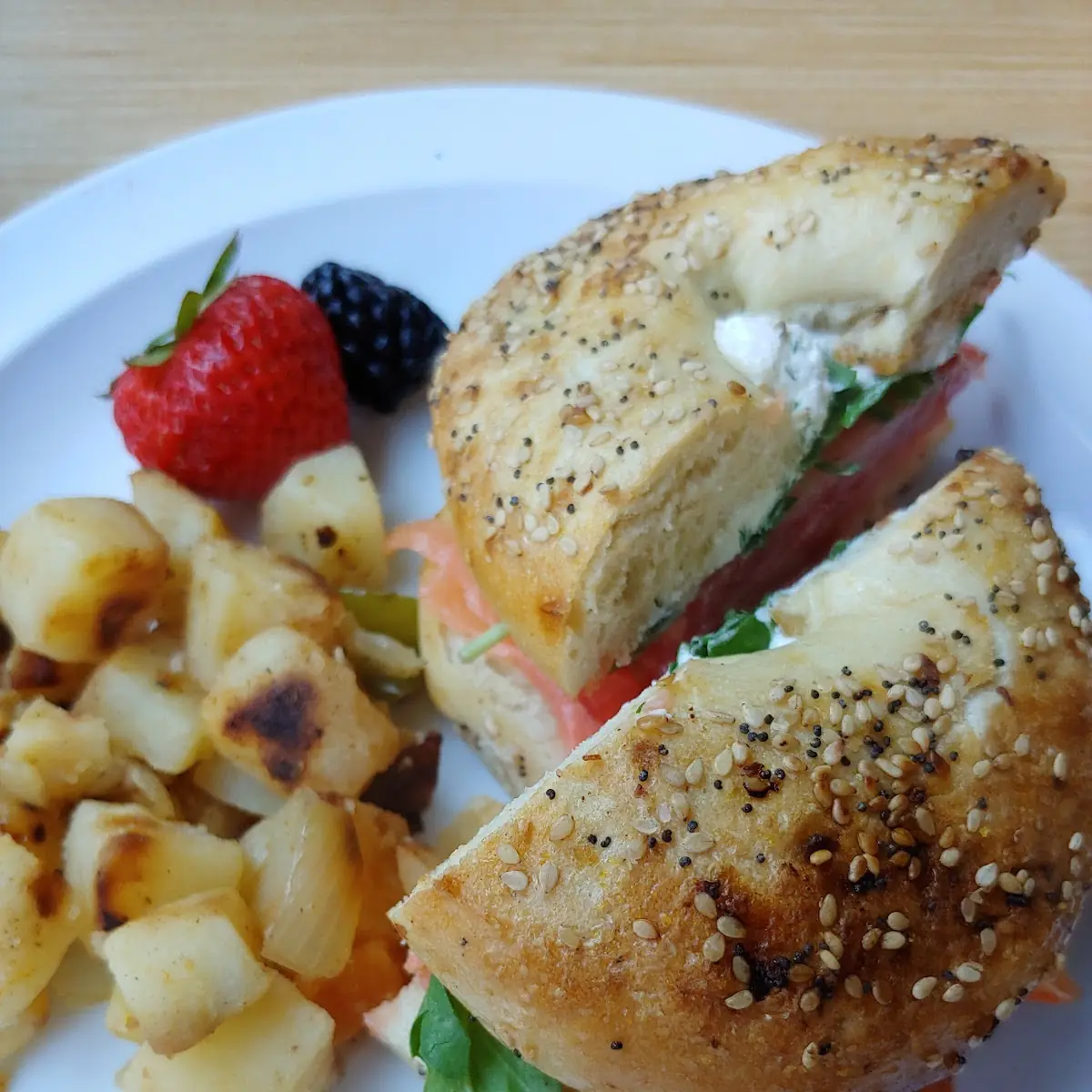 Smocked Salmon on Everything Bagel with Cream Cheese