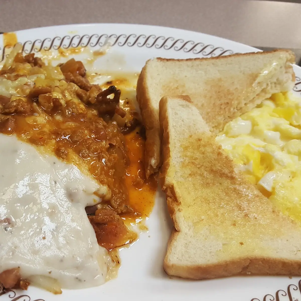Hash Browns Scrambled Eggs and Toast