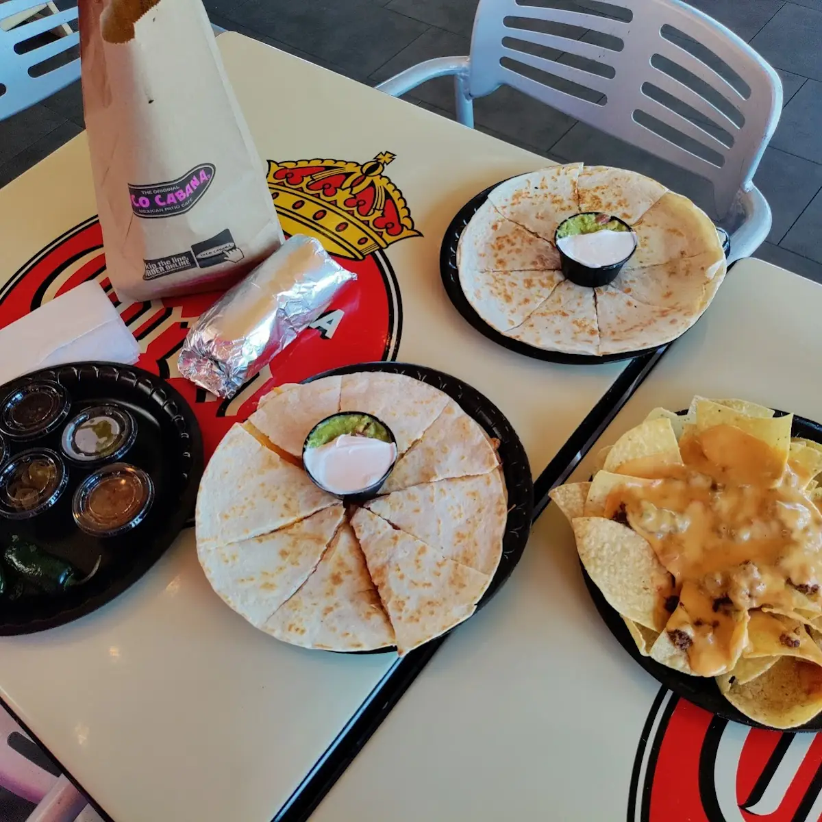 Shrimp Quesadilla and Beyond Meat Quesadilla with Beyond Meat Nachos