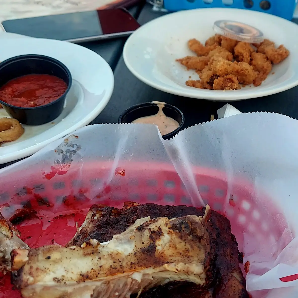 Ribs Gator Bites and Calamari Rings