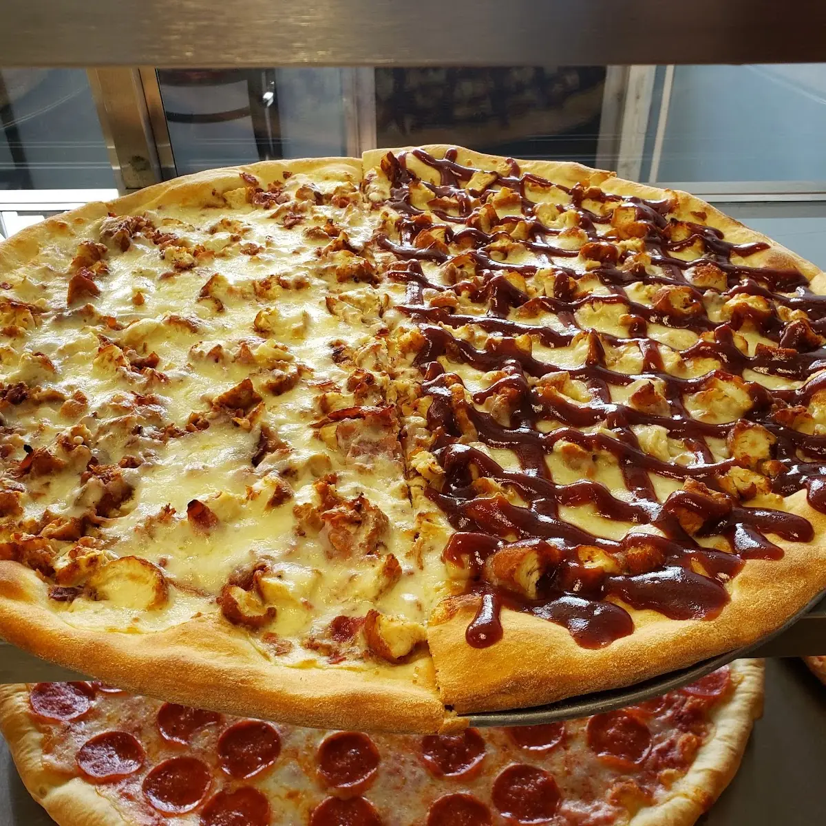 Half Chicken Bacon Ranch and Half BBQ Chicken