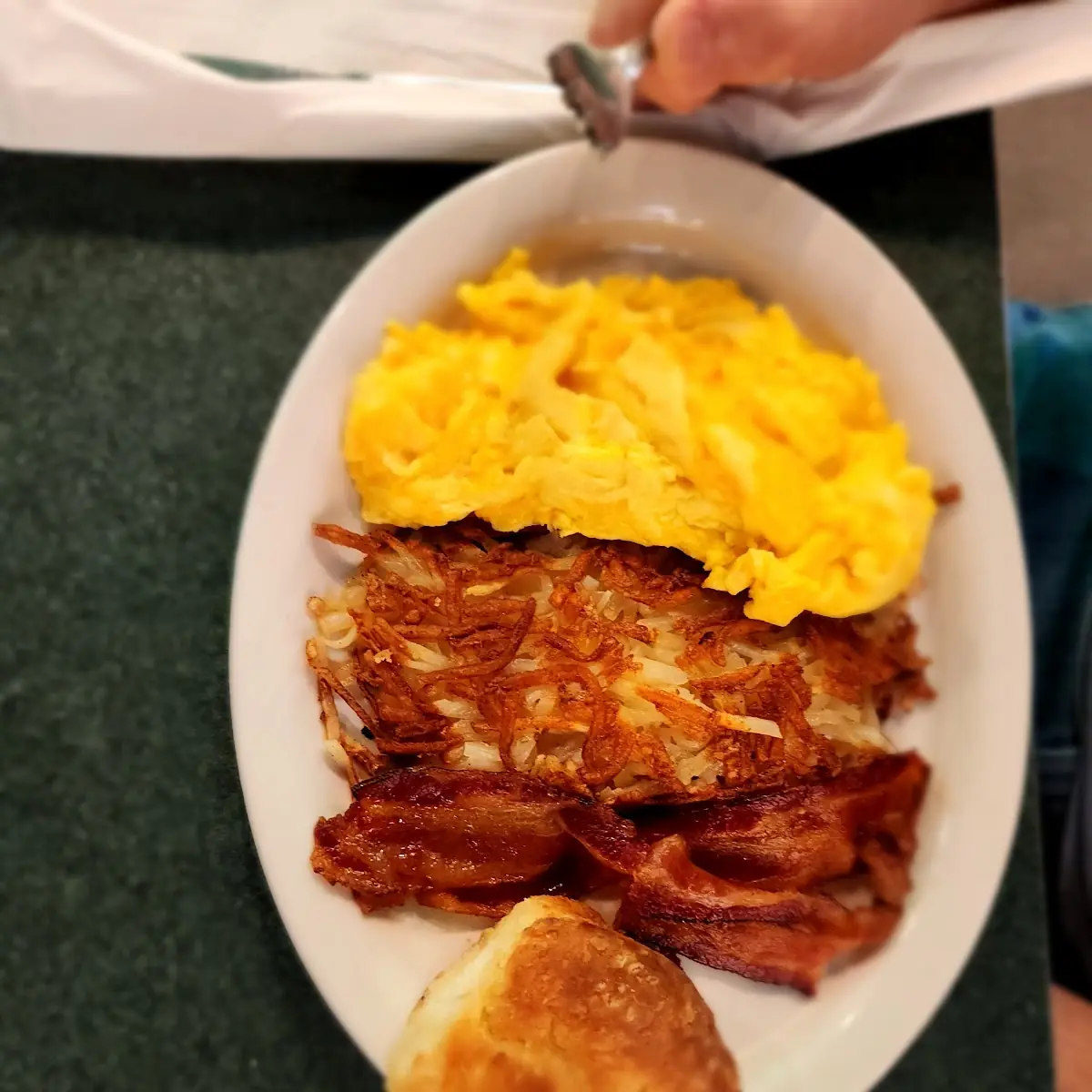 Scrambled Eggs with Hashbrowns and Sausage