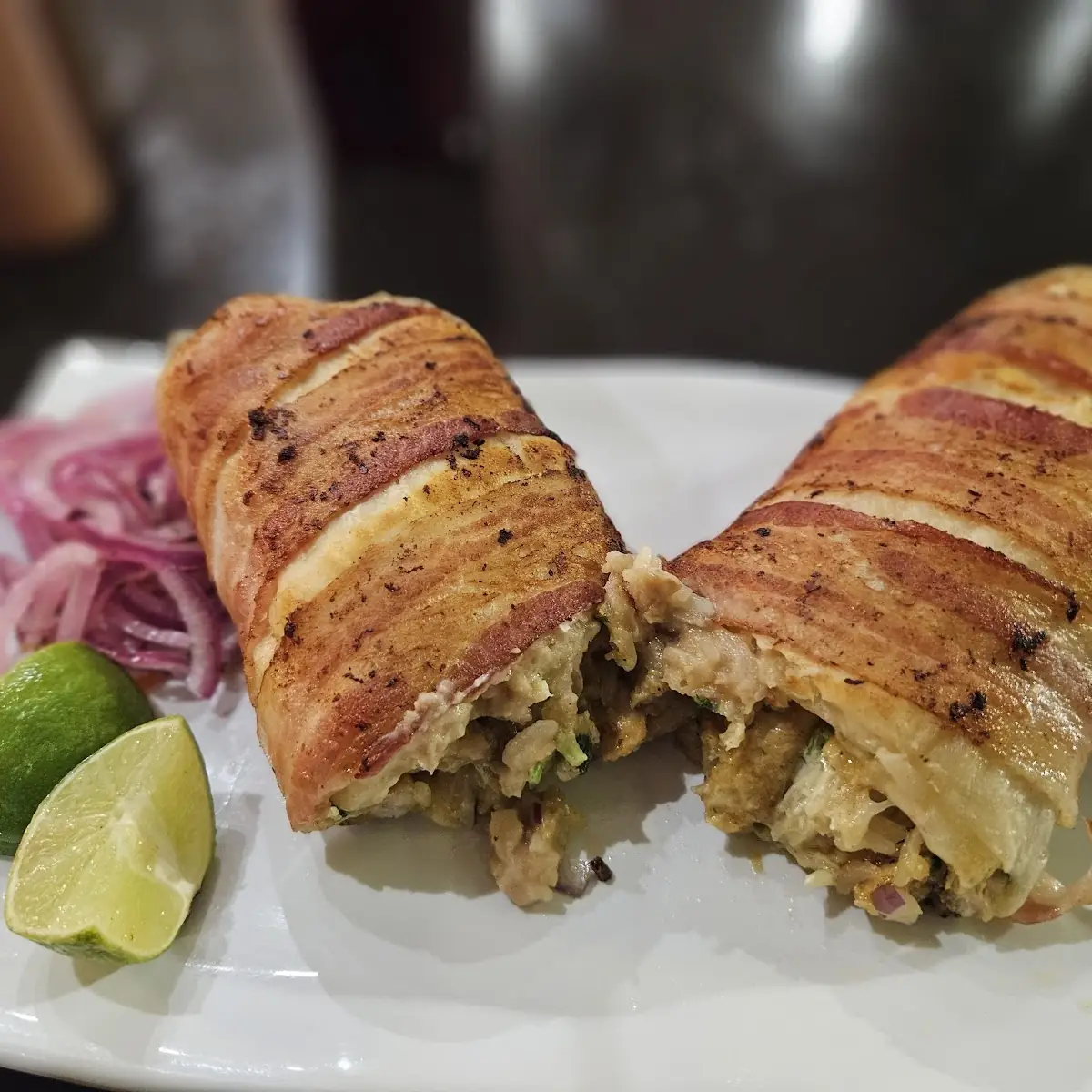 Bacon Wrapped Burrito Pollo