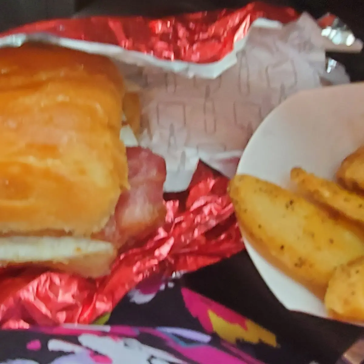 Bacon Egg and Cheese Crossiant an Potatoes