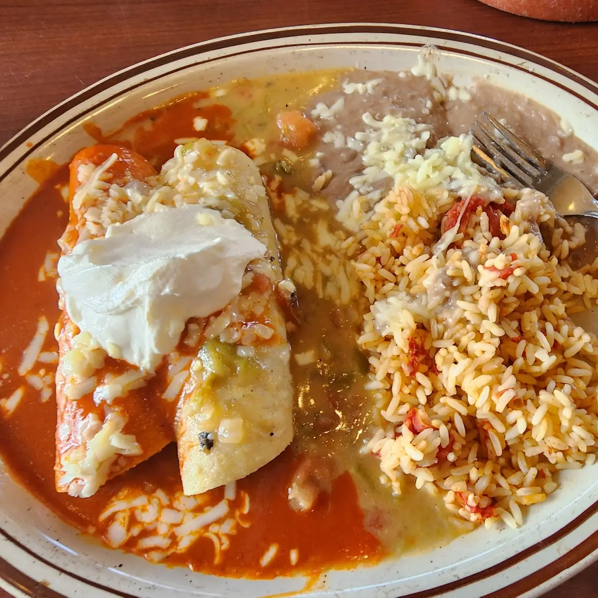 Enchilada Plate with Red and Green Chile