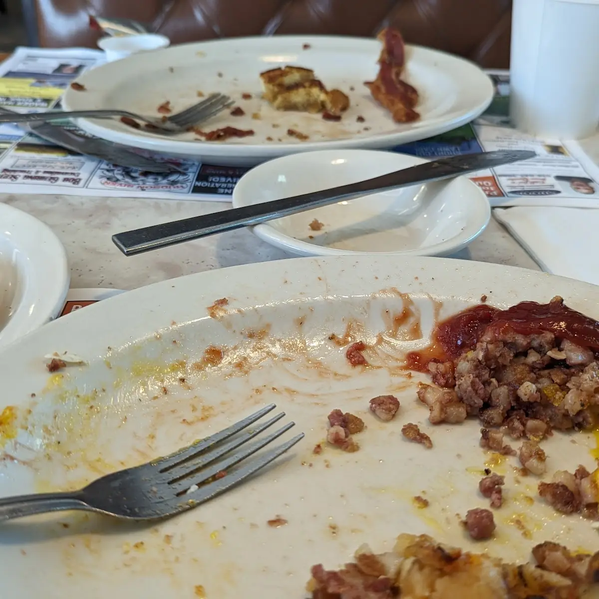Corned Beef Hash with Three Eggs and Home Fries