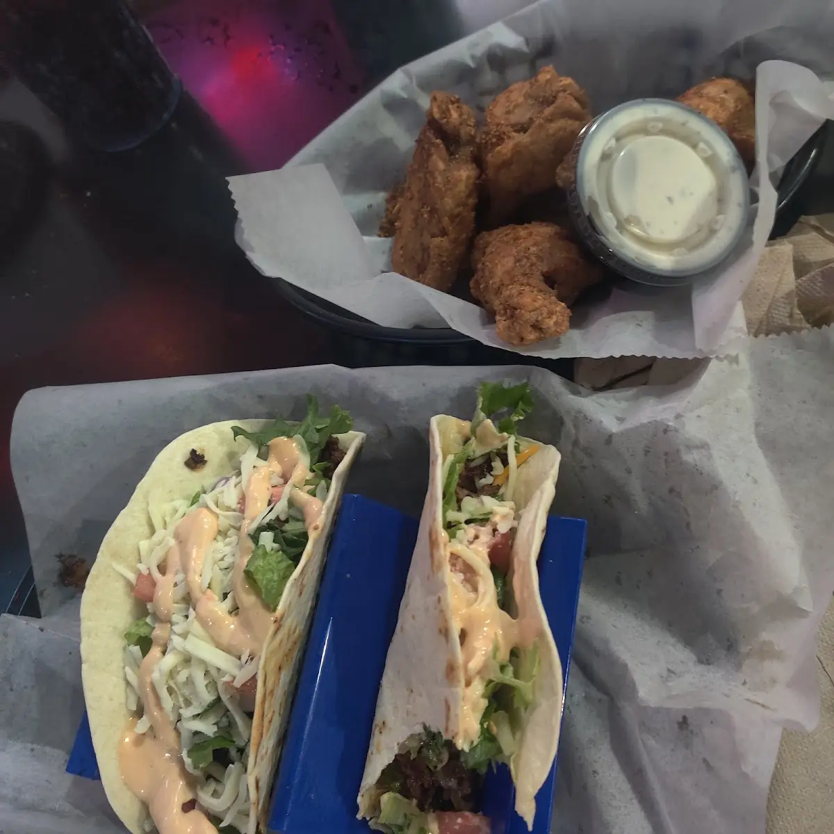 Beef Tacos and Dry Rub Wings