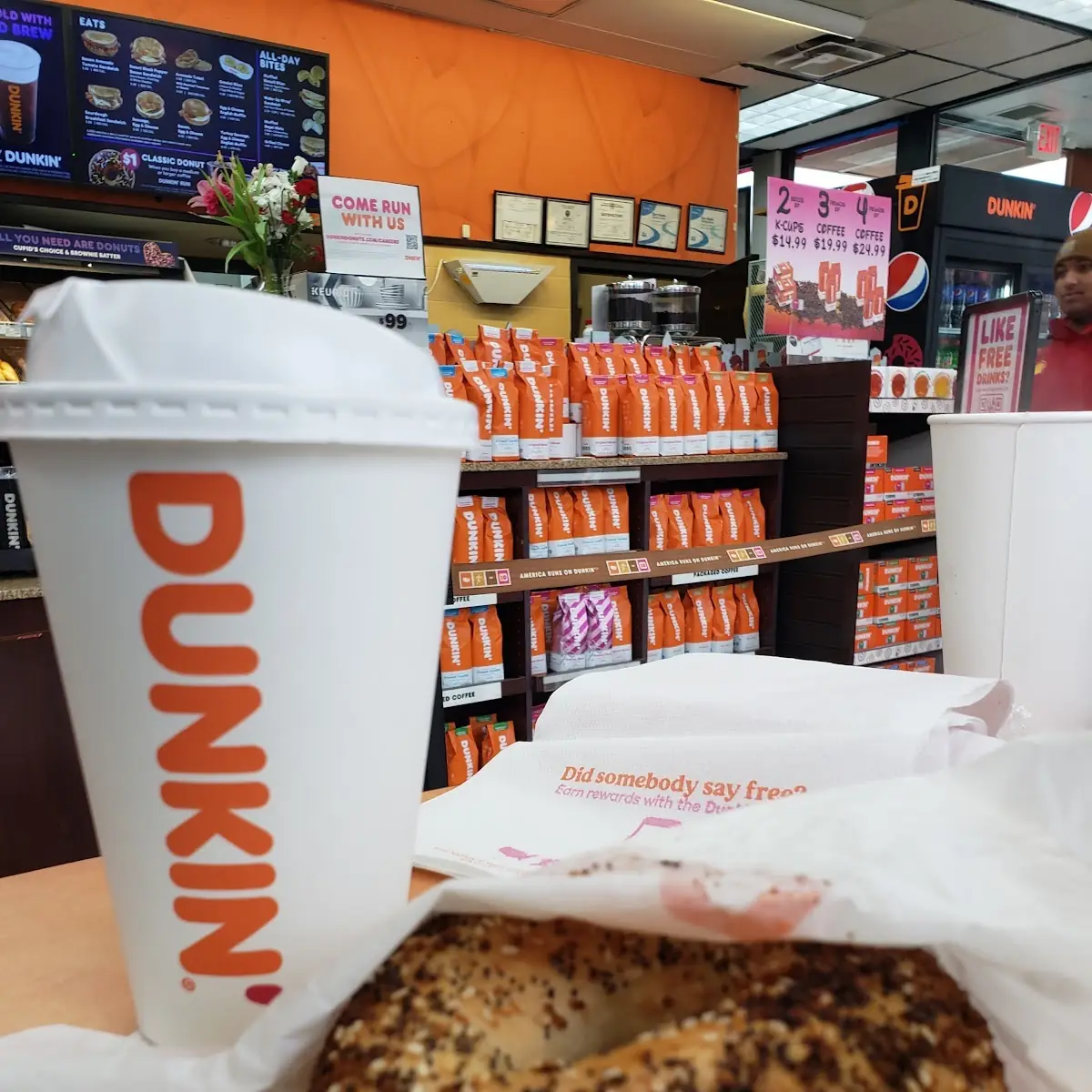 Everything Bagel with Butter and Hot Coffee