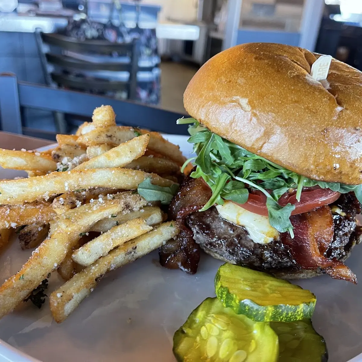 Bourbon Bacon Burger and Truffle Fries