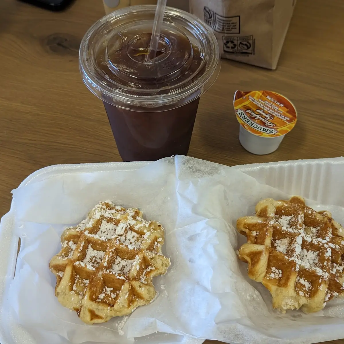 Iced Coffee with 2 Shots Espresso and Belgian Waffles