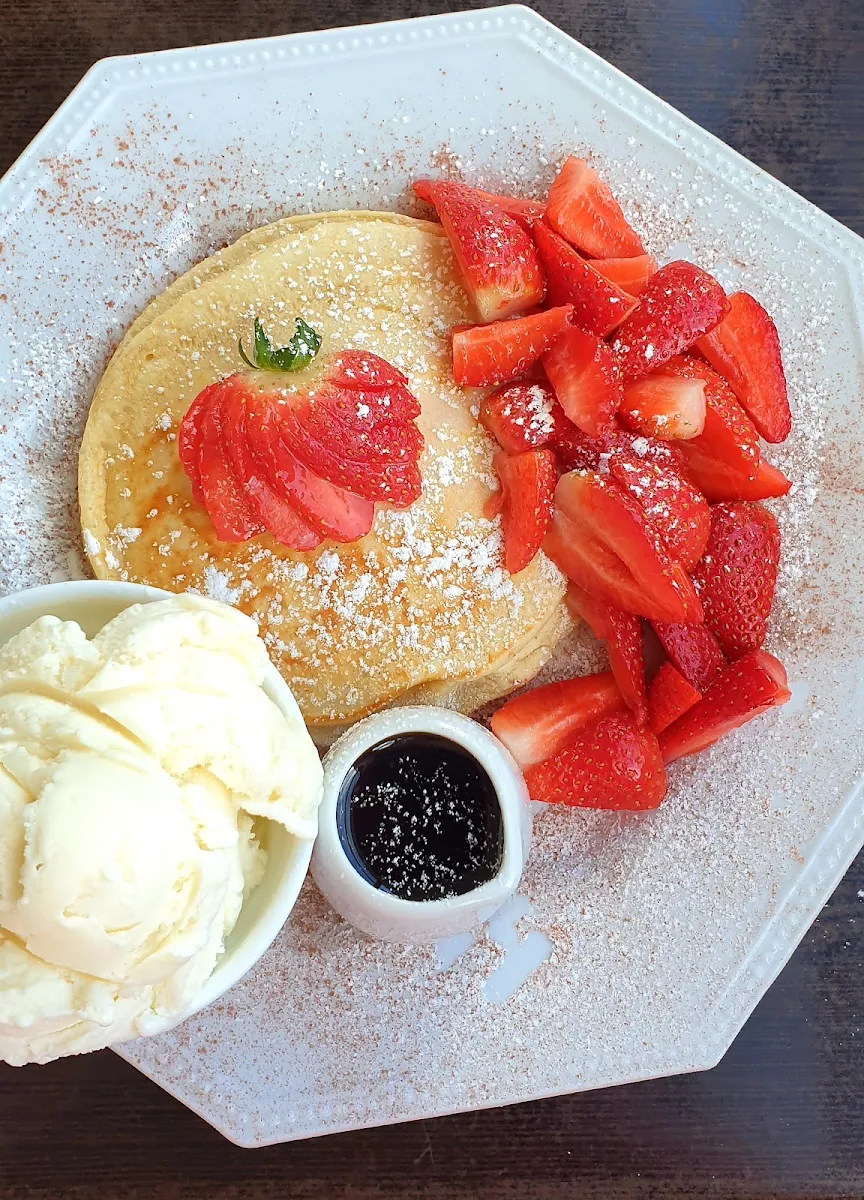 2 Stack Pancakes Strawberry Maple Syrup & Icecream