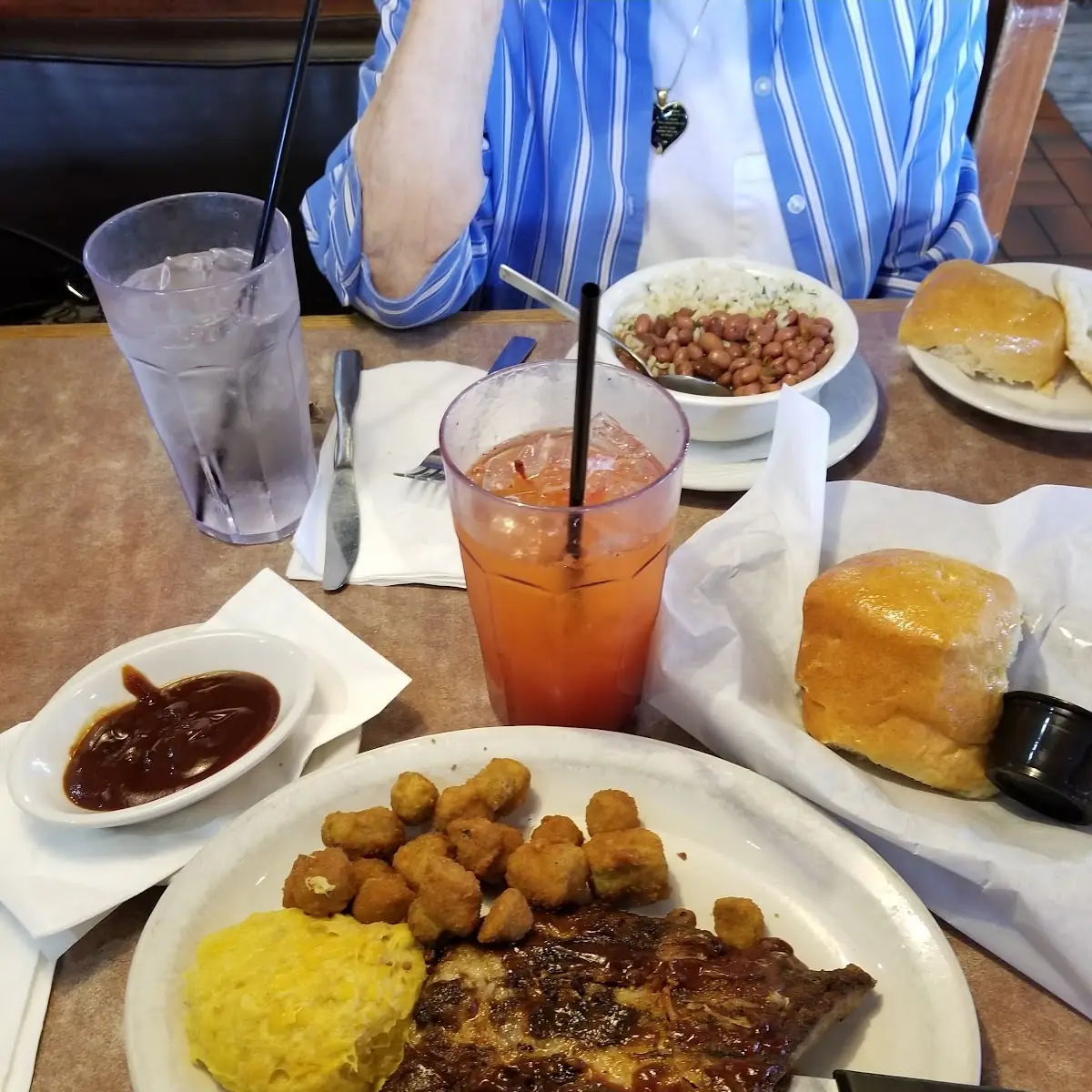 BBQ Ribs Squash Casserole and Fried Okra