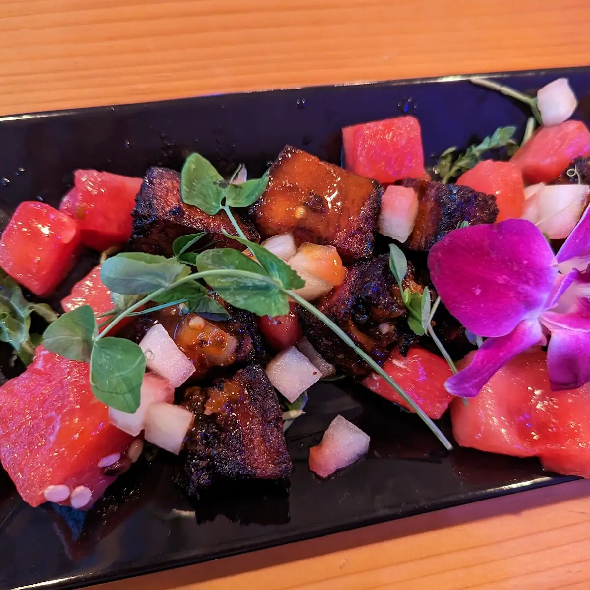 Watermelon and Crispy Pork