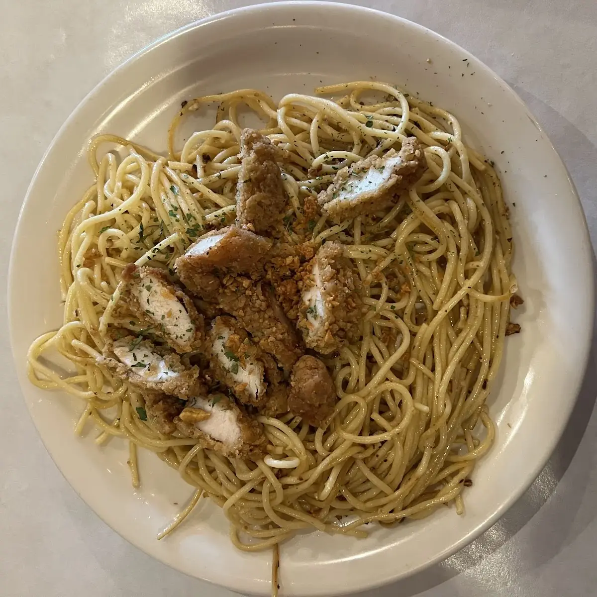 Garlic Noodles and Crispy Chicken