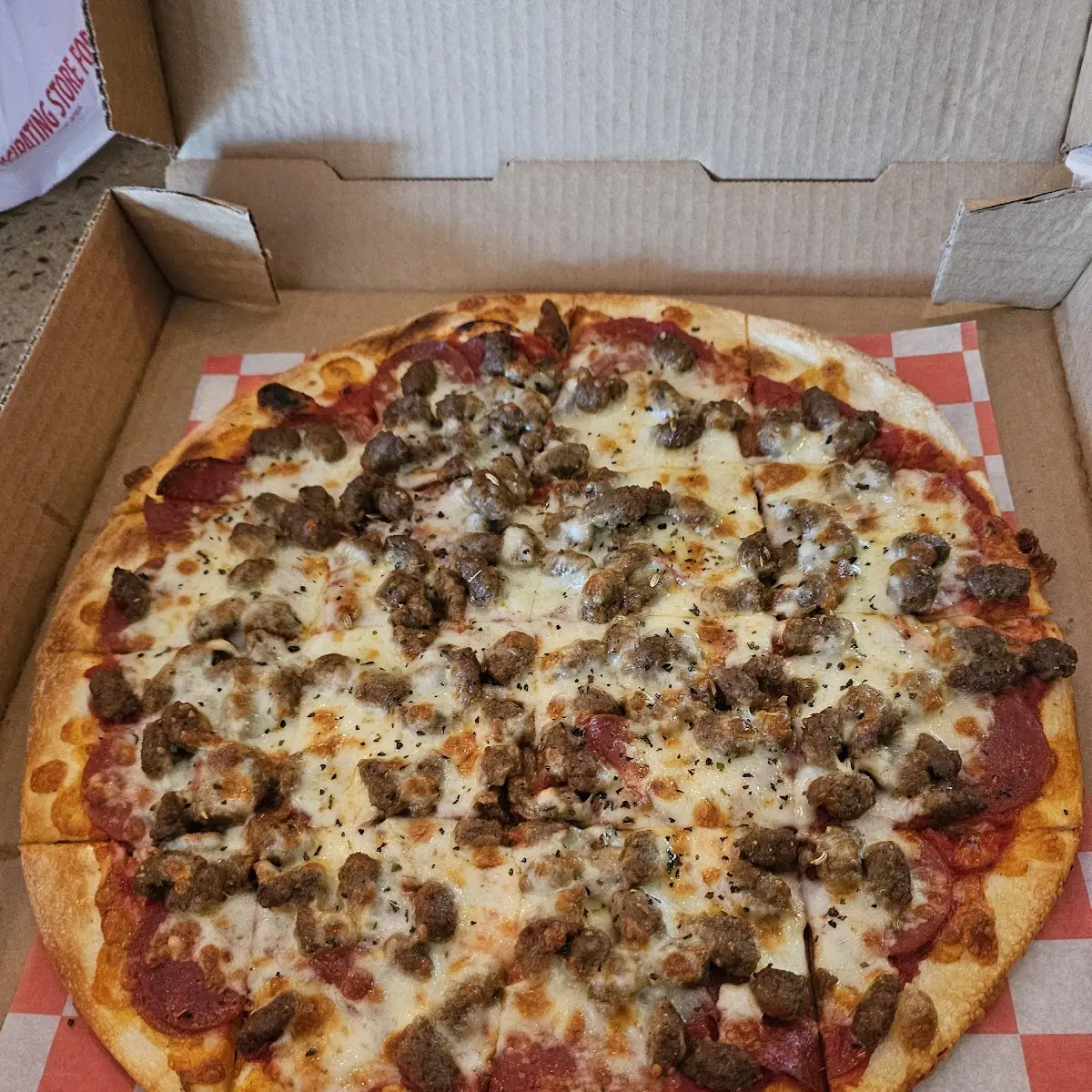 Sausage and Pepperoni Chicago Thin Crust Pizza