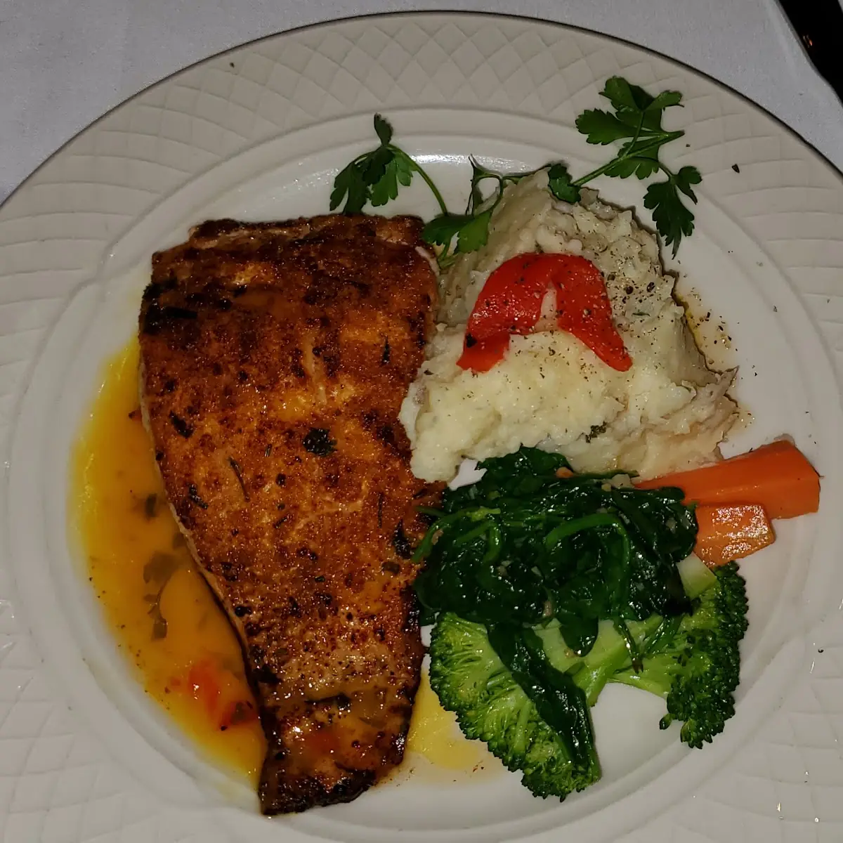 Blackened Salmon with Rice and Veggies