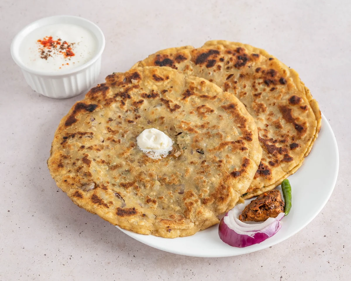 Aloo Gobi Mooli Onion Prantha, Koko's Tiffin