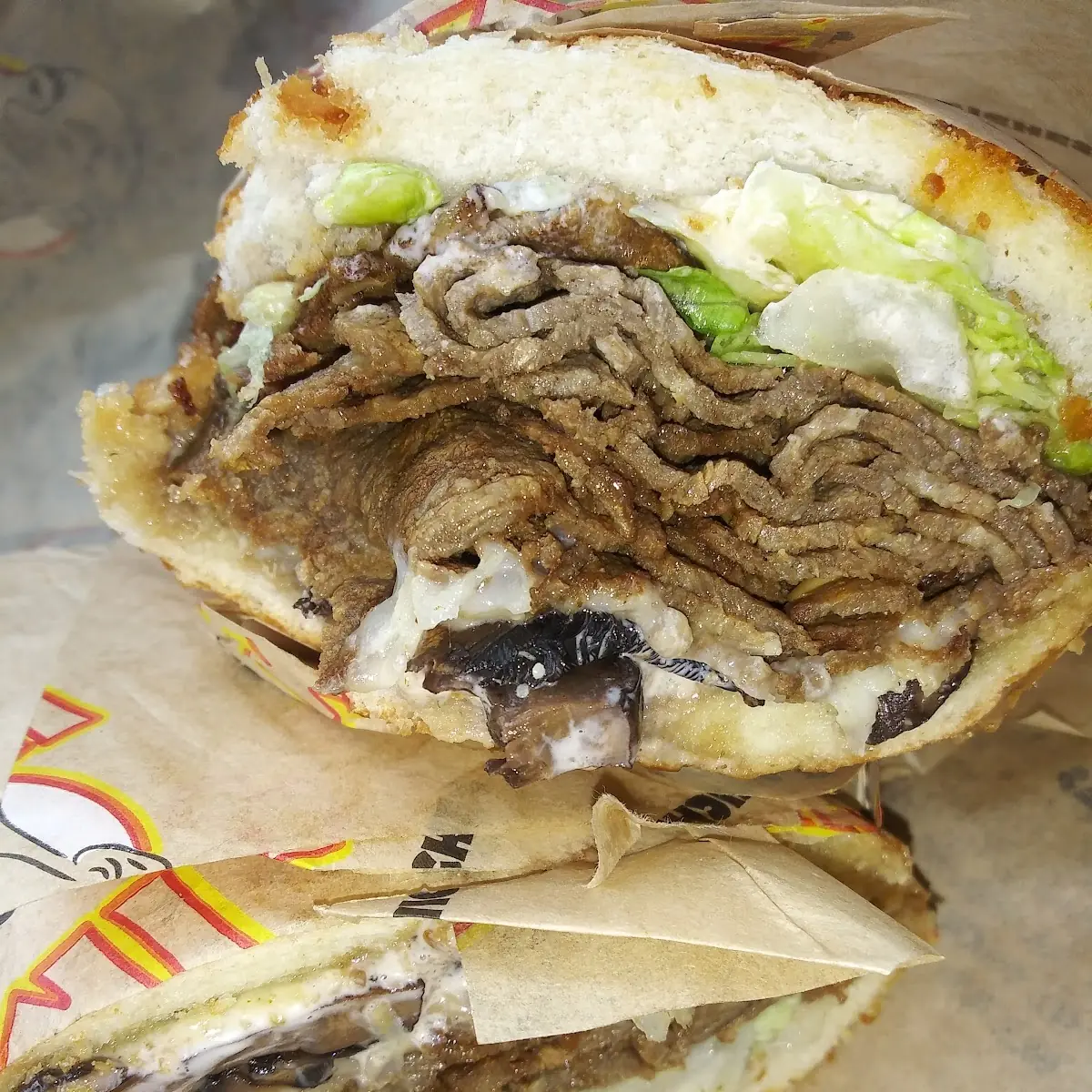 Mushroom Philly Cheesesteak Sub Sandwich