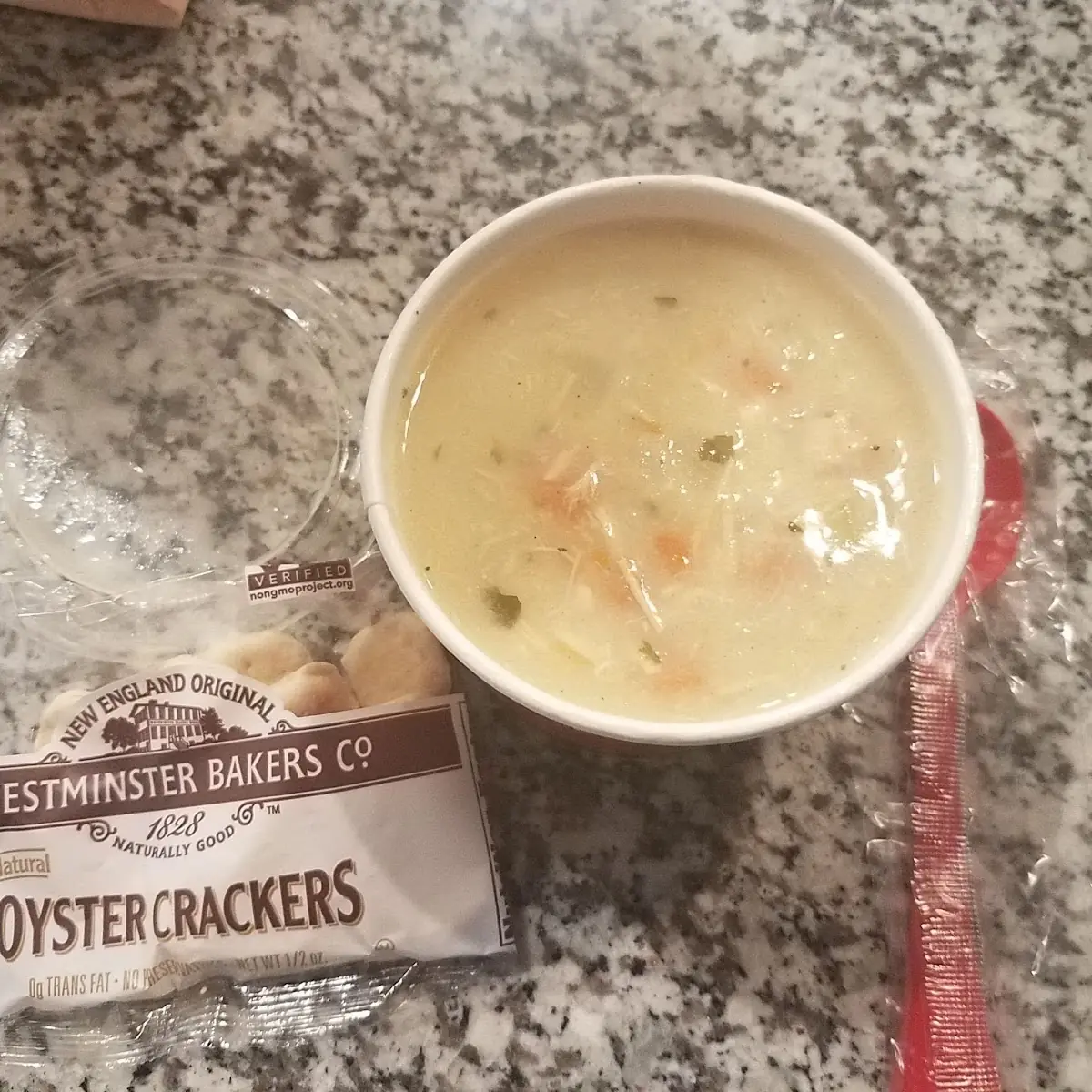 Chicken Noodle Soup with Crackers