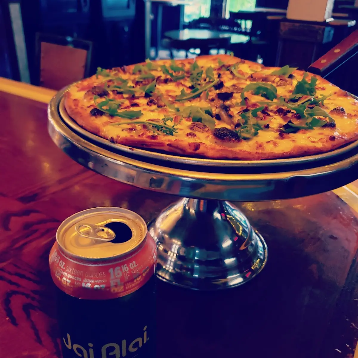 Gorgonzola Beef Pizza with Arugula on Top