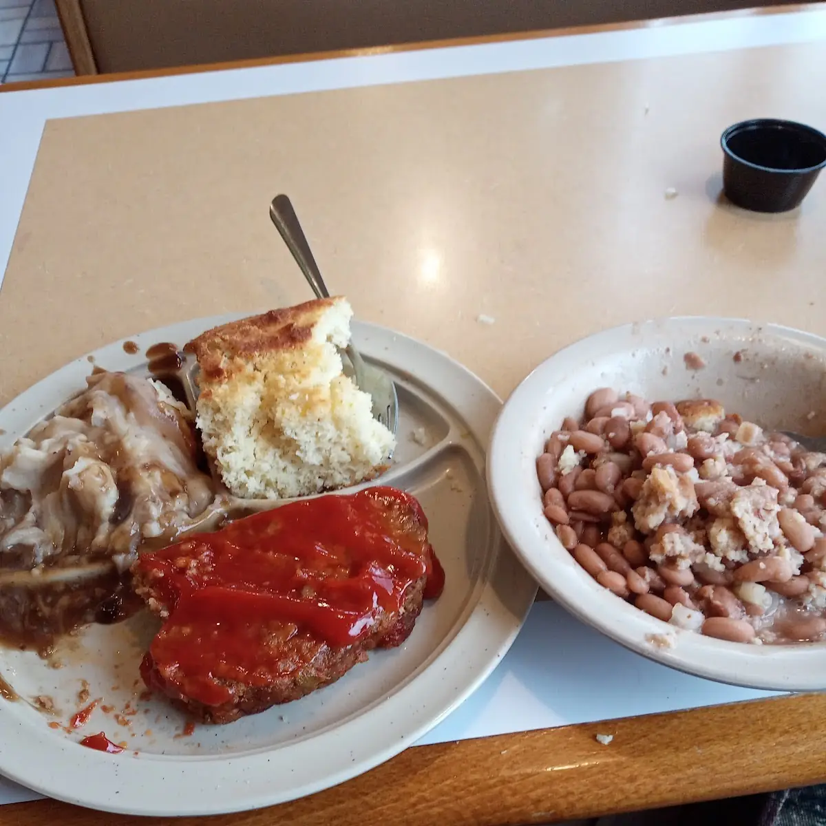Meatloaf Dinner with the Side of Pinto Beans