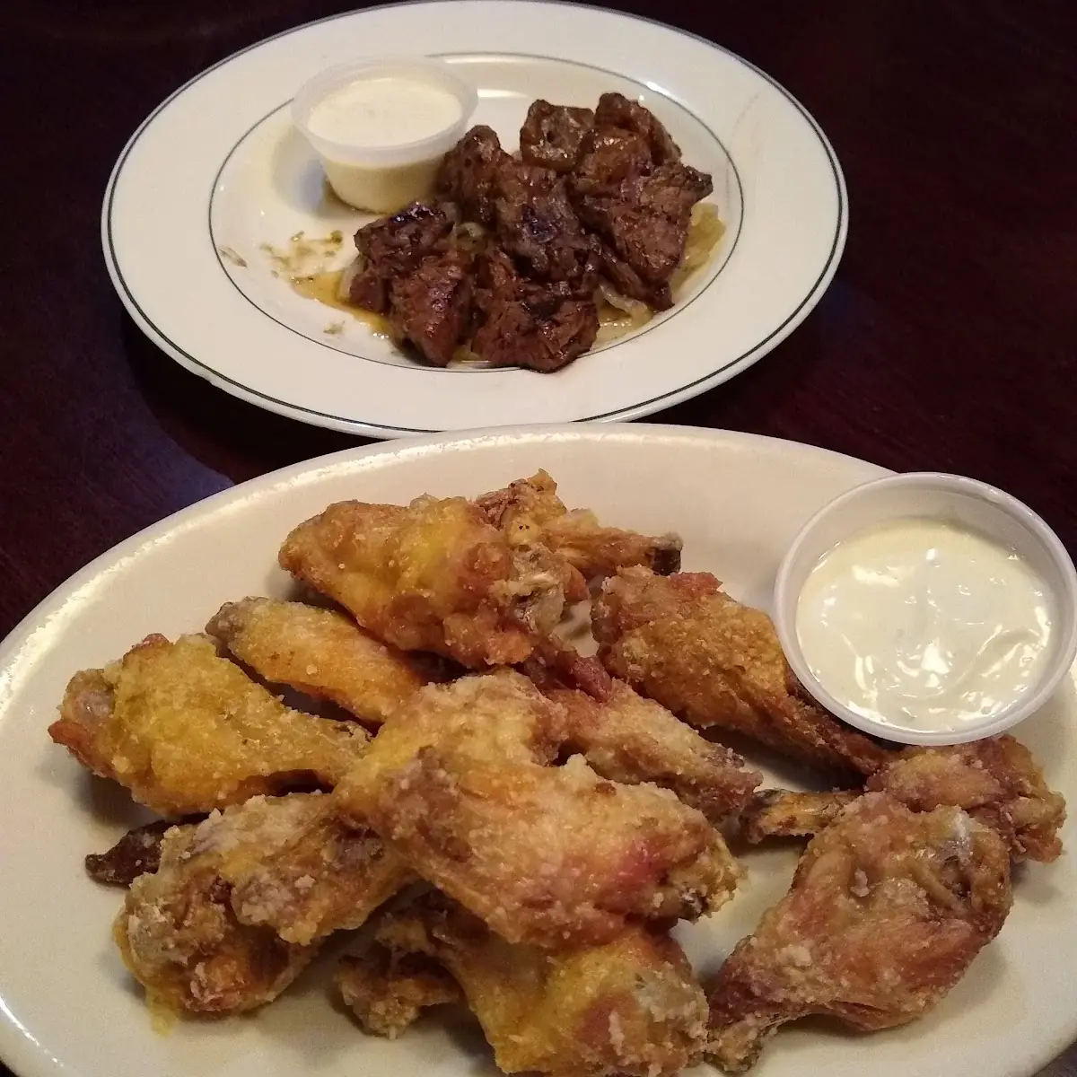 Garlic Parmesan Wings and Filet Mignon Tips