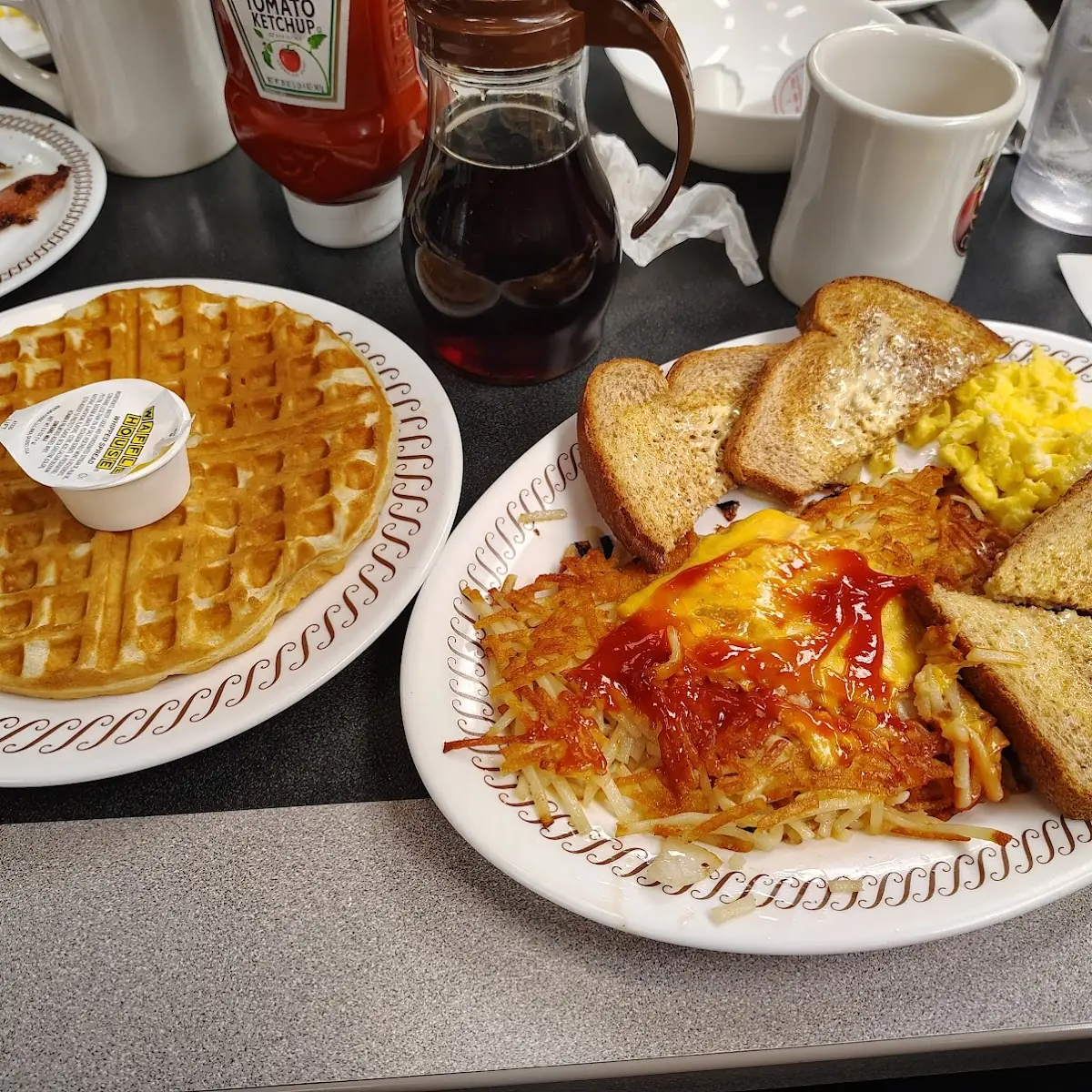 Scrambled Eggs and Hash Brown Breakfast Plate