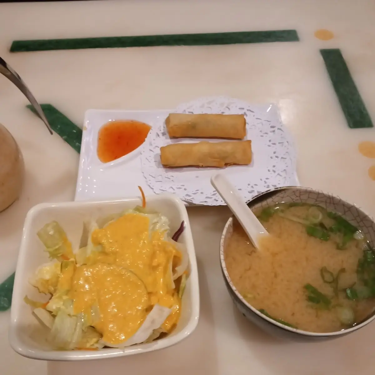 Miso Soup N Salad with Ginger Dressing