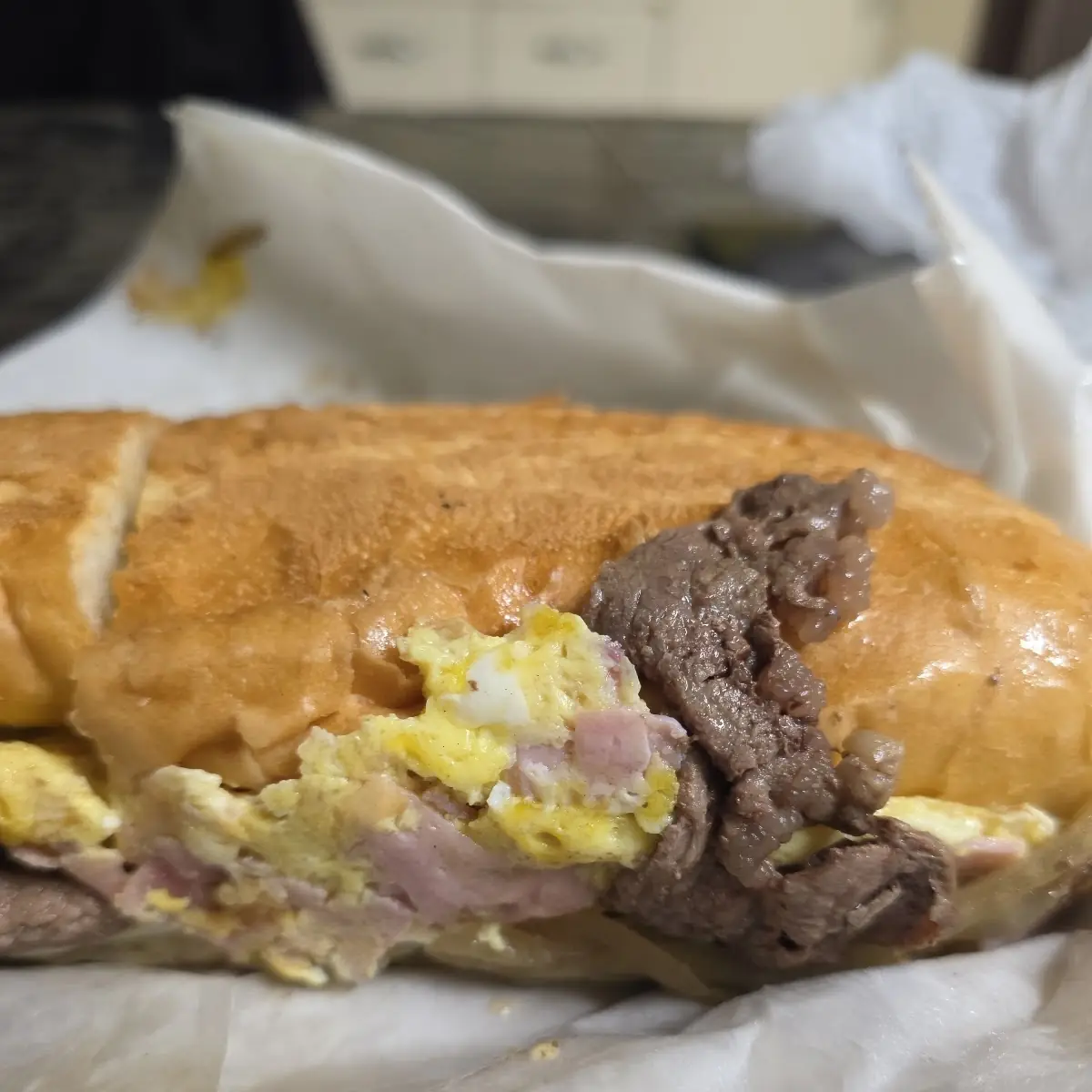 Ham & Egg & Cheese w Steak