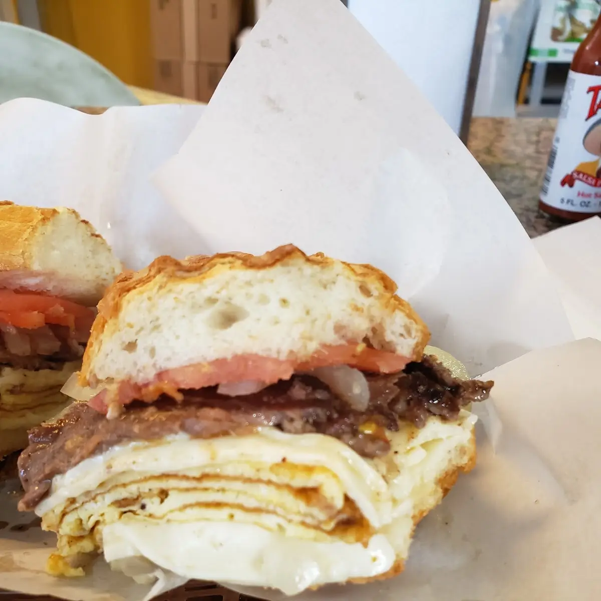 Steak Egg and Cheeses Sandwich