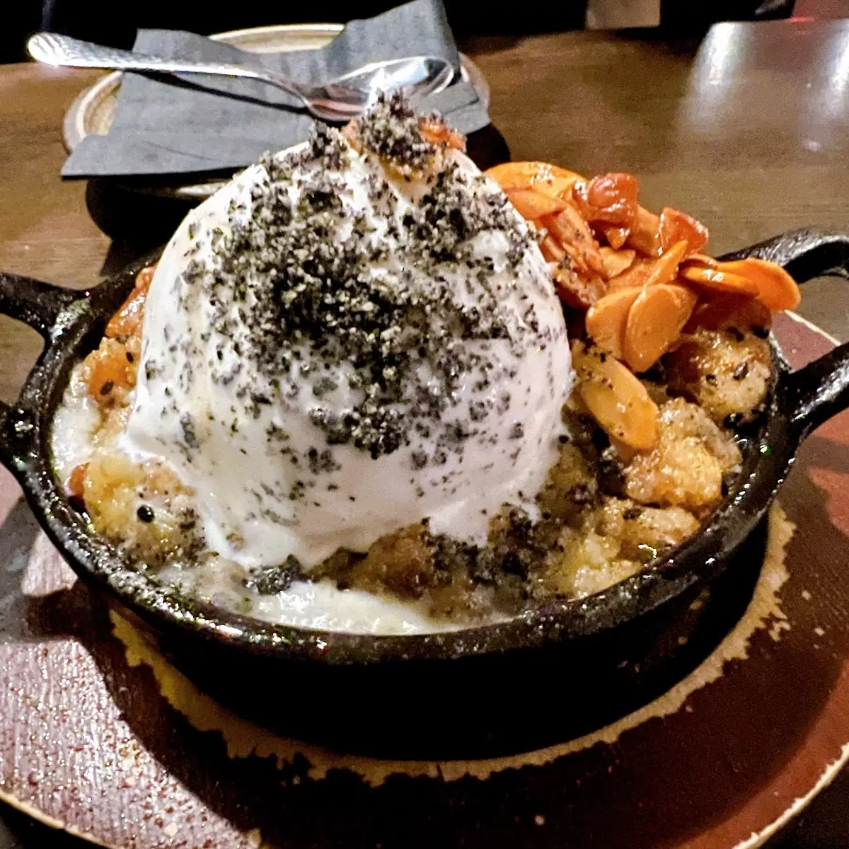 Black Sesame Bread Pudding