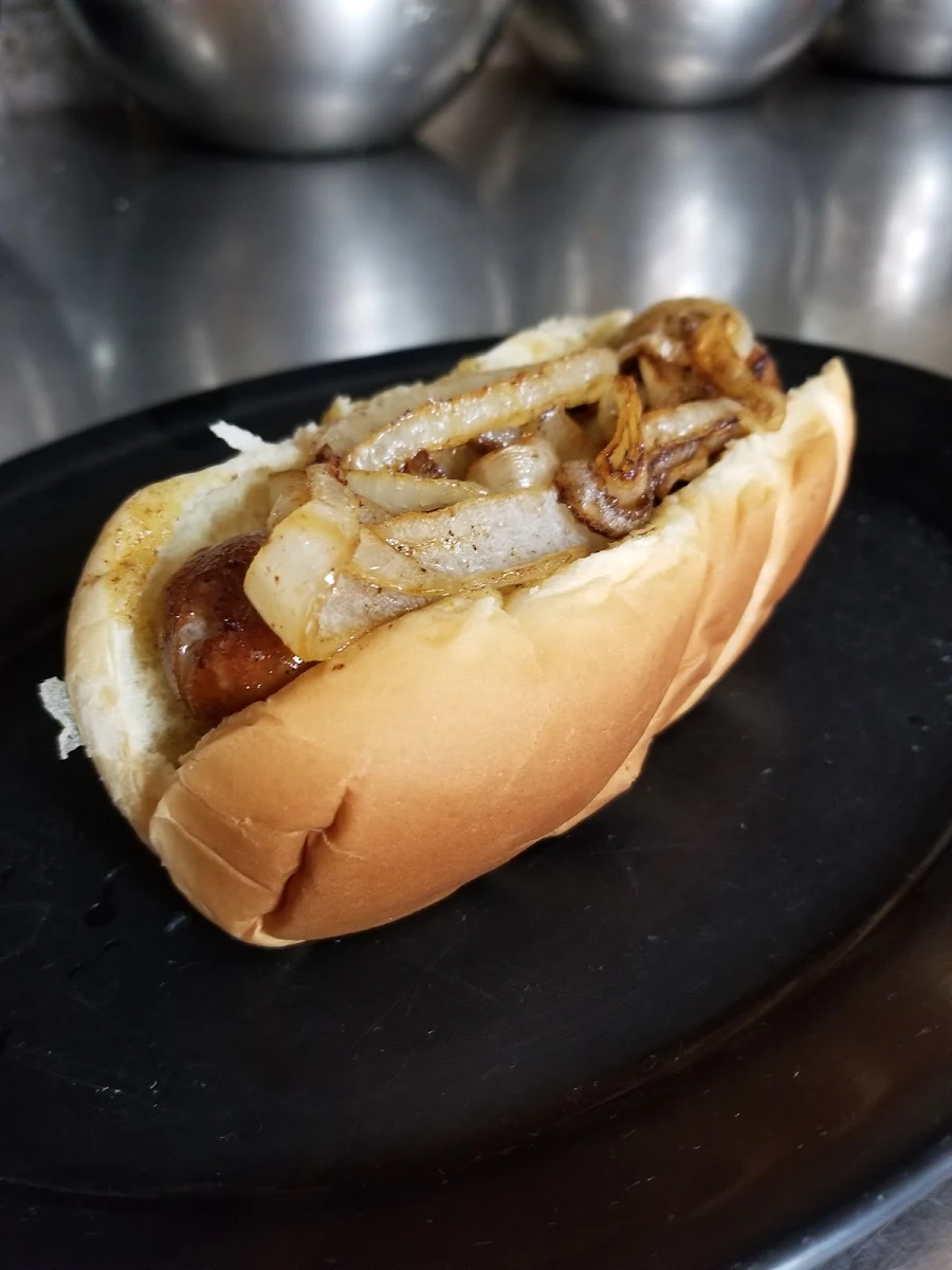 Brat with Grilled Onions