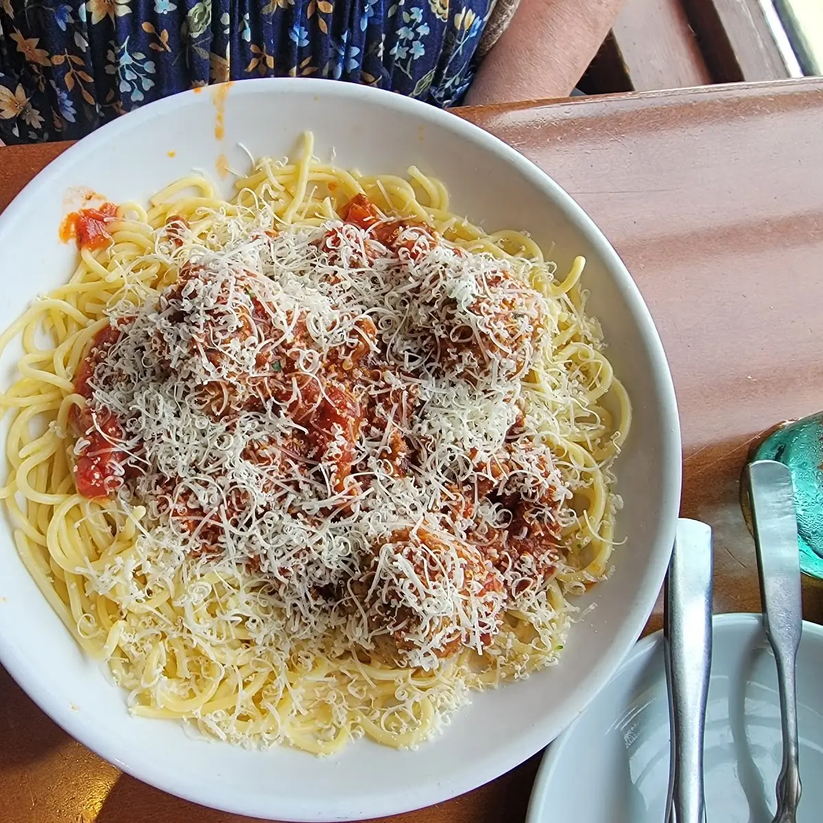 Spaghetti with Meat Sauce and Parmesan