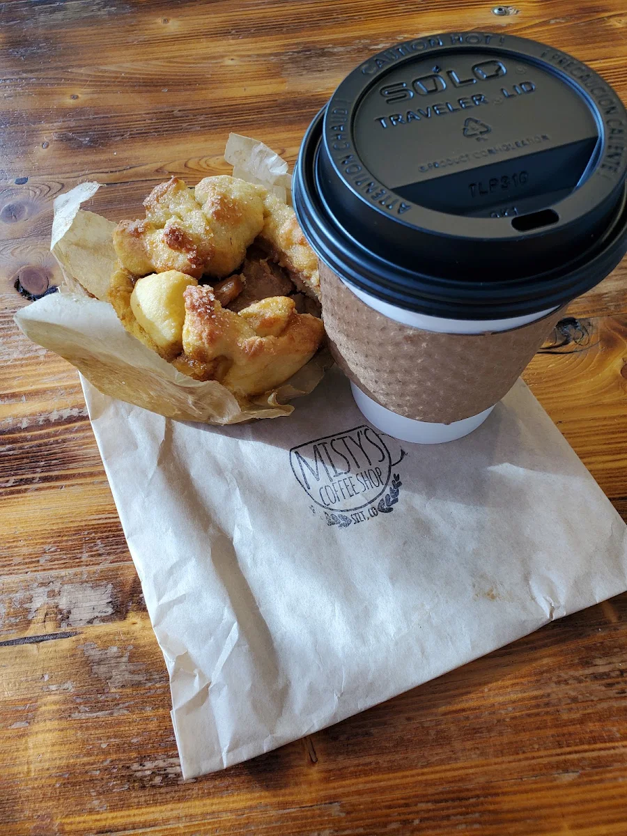 Matcha Latte and Apple Cruller