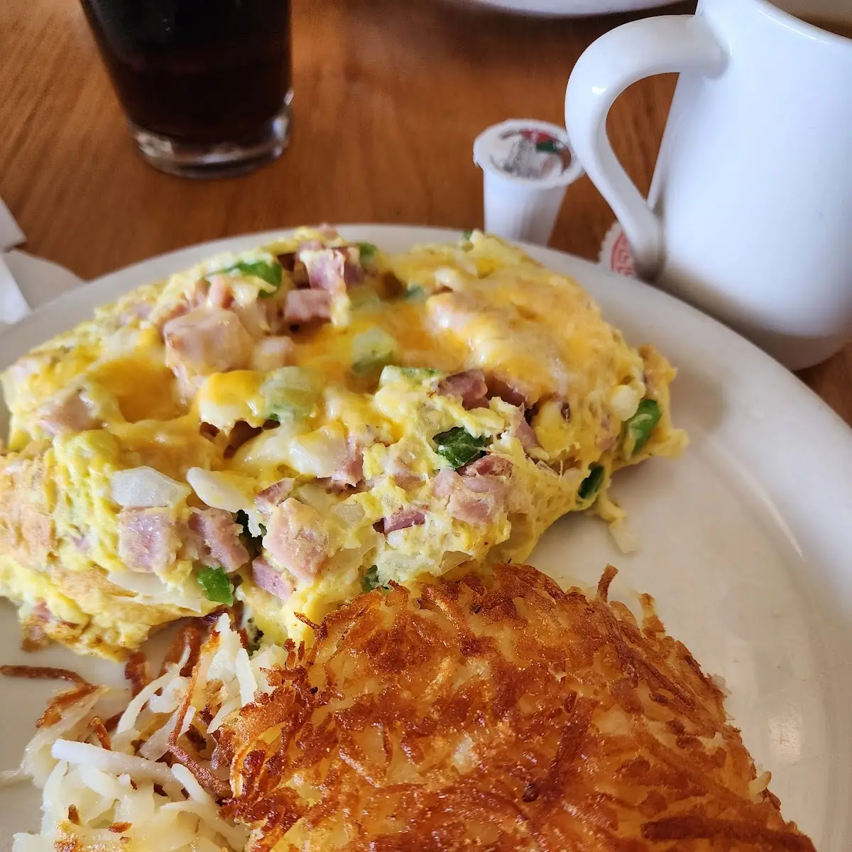 Egg Omelet with Ham Onions Peppers and Cheese