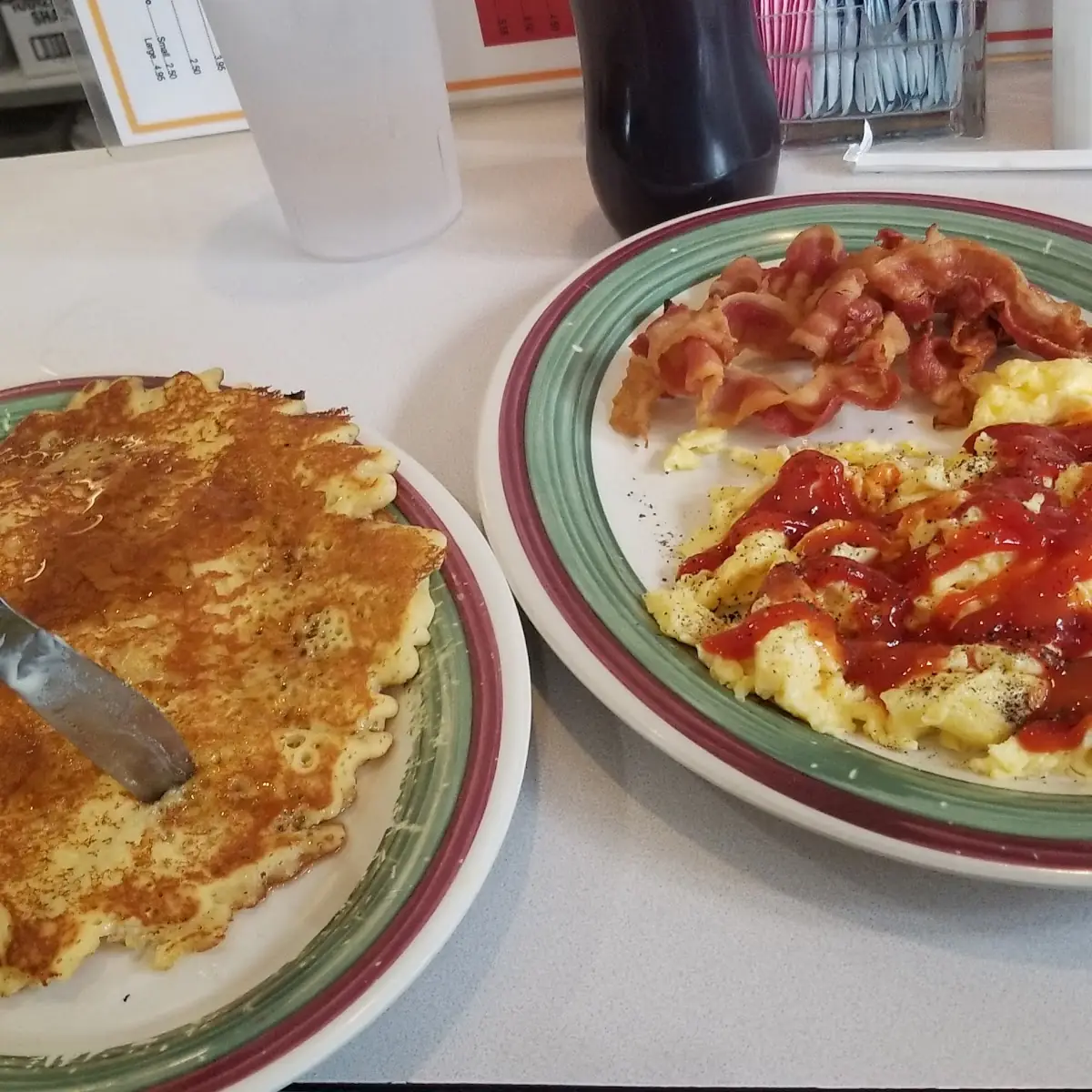Two Eggs with Bacon Pancakes