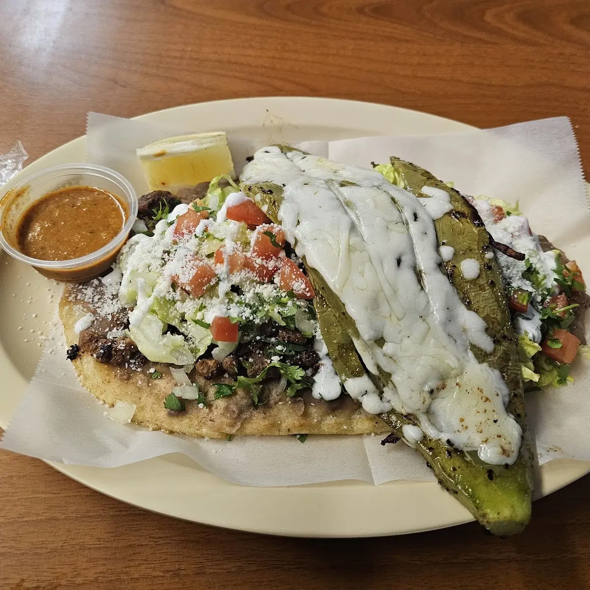 Huarache Con Nopal Asado