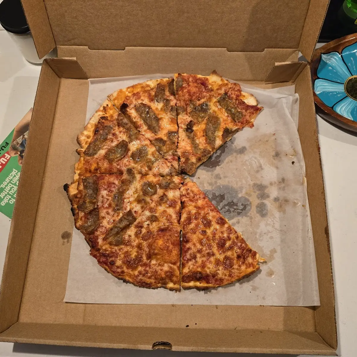 Large Pizza Half Sausage Thin Crust