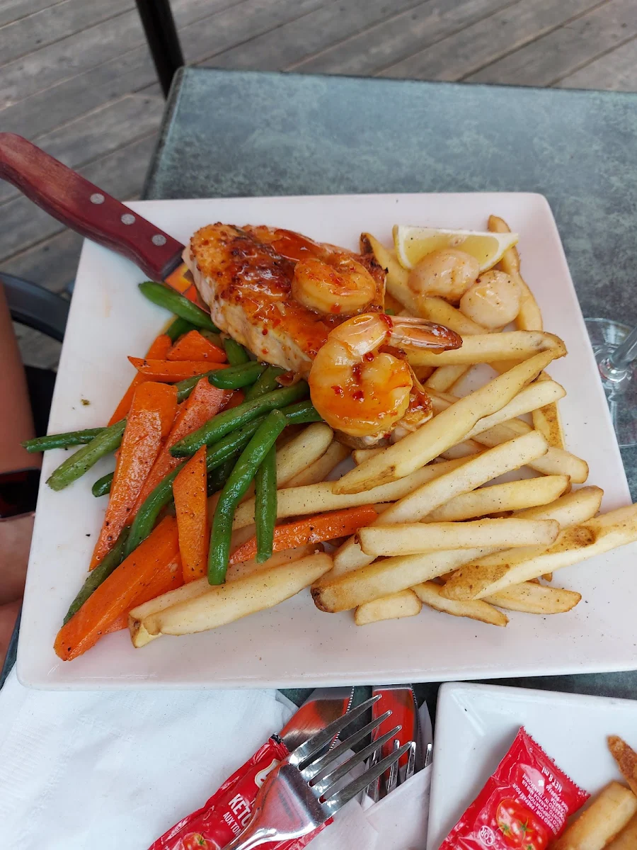 Atlantic Salmon Dinner, The Beach Lakefront Bar & Grill