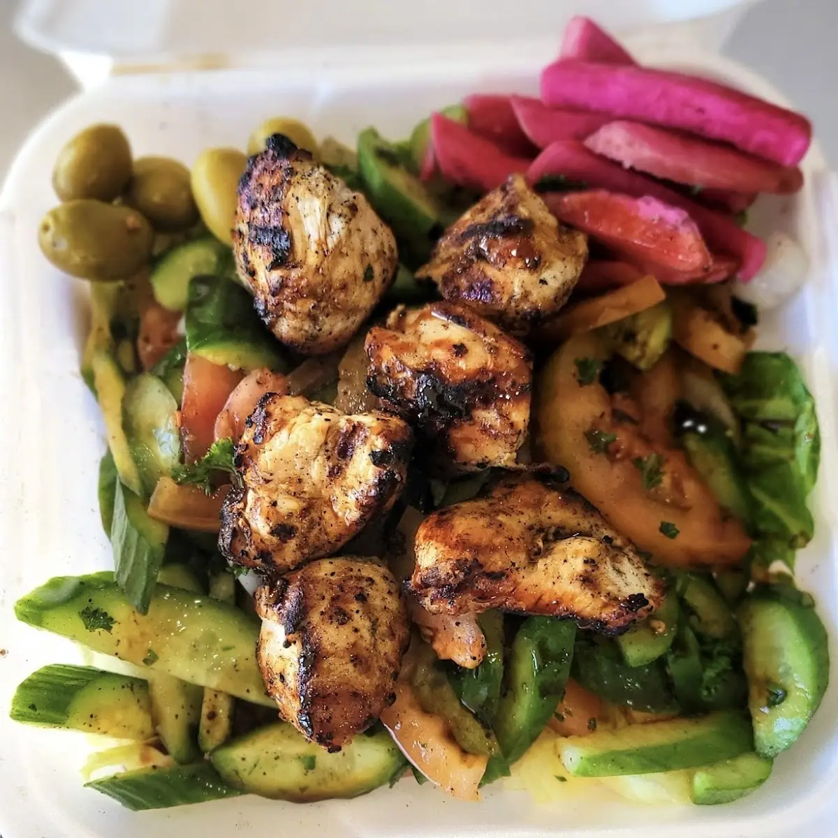 Mediterranean Salad with Chicken Kabob