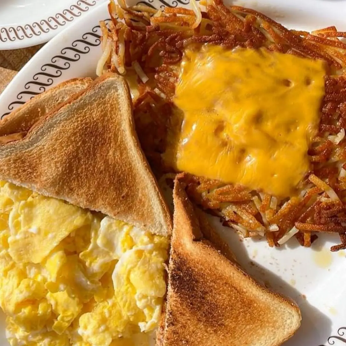 Scrambled Eggs Toast and Hash Browns