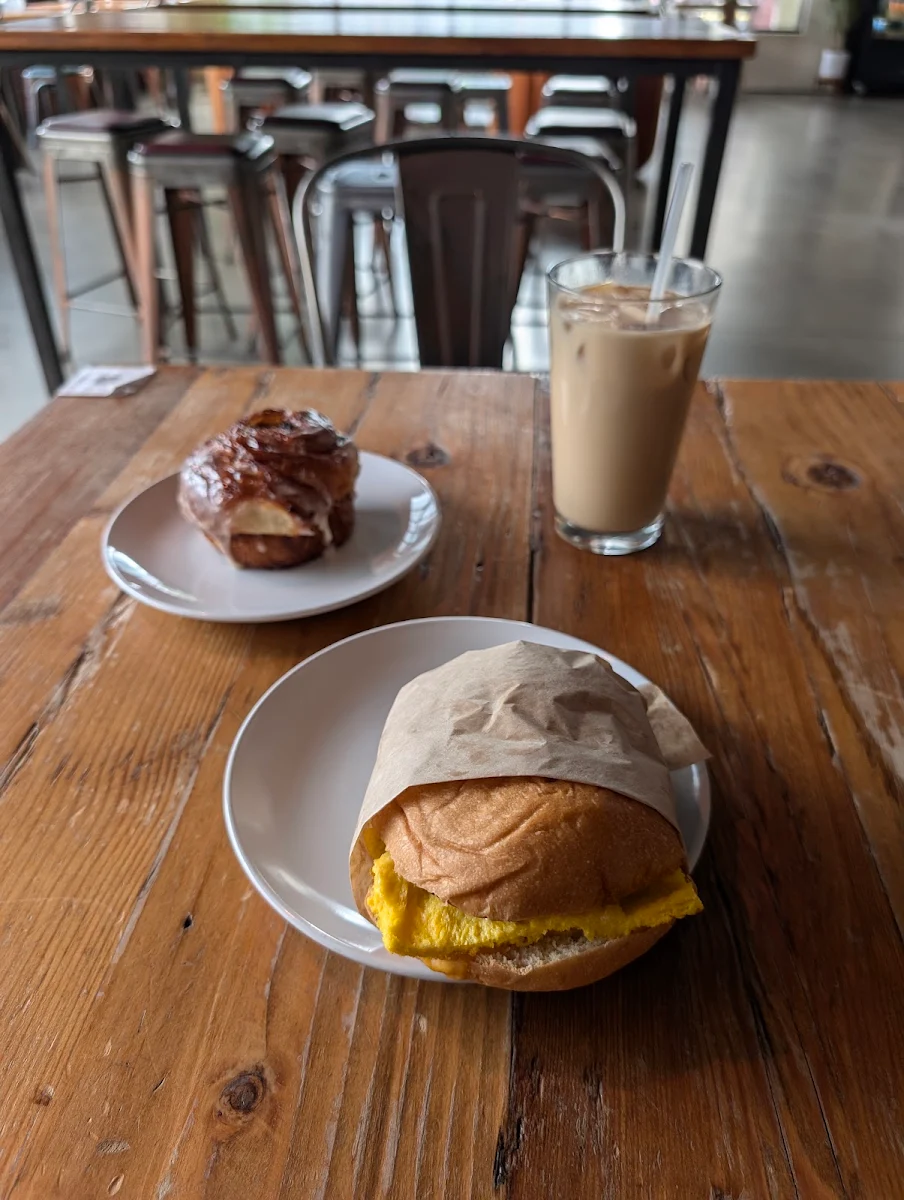 Iced Chai Latte and Cinnamon Roll