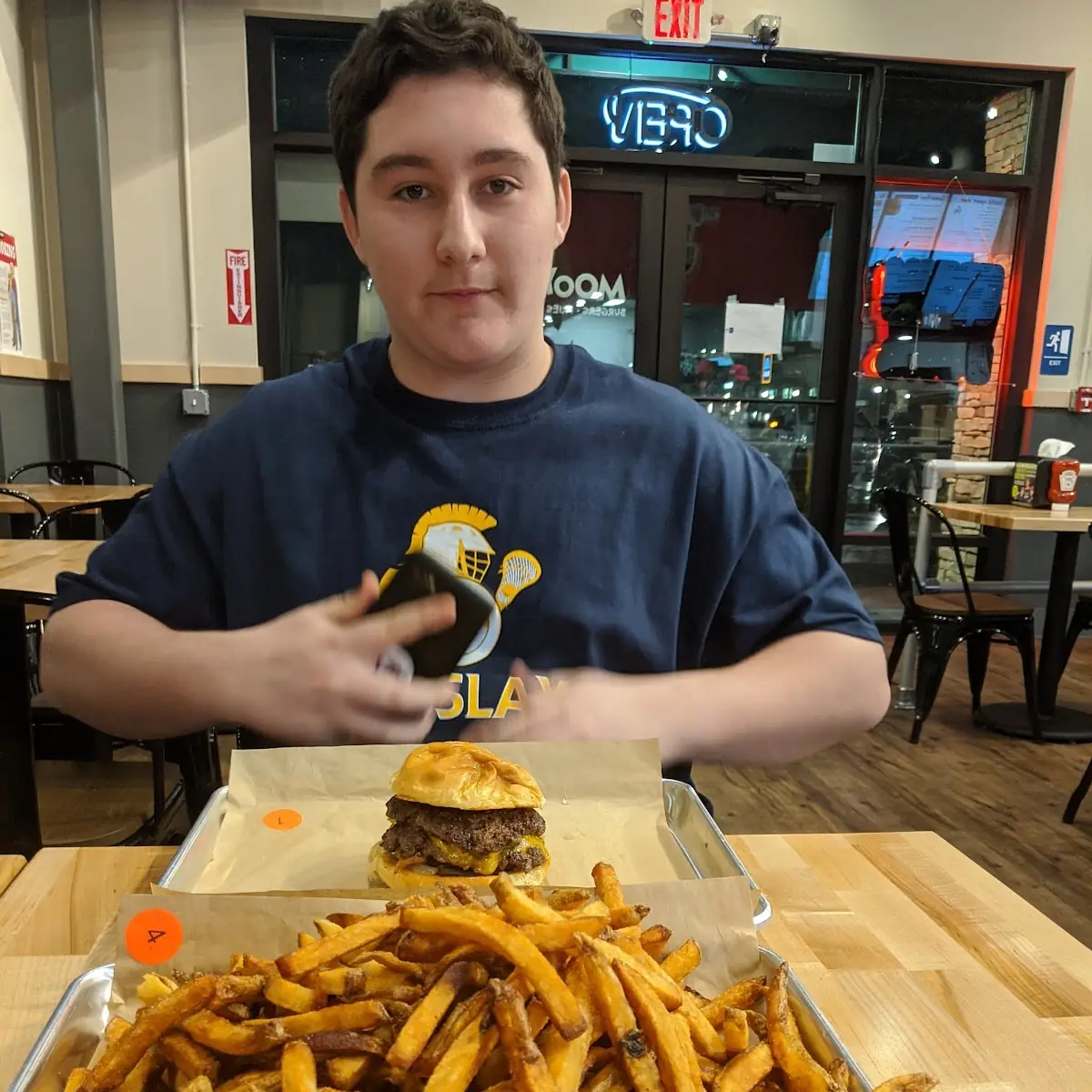 Mooyah Double Cheeseburger and Fries