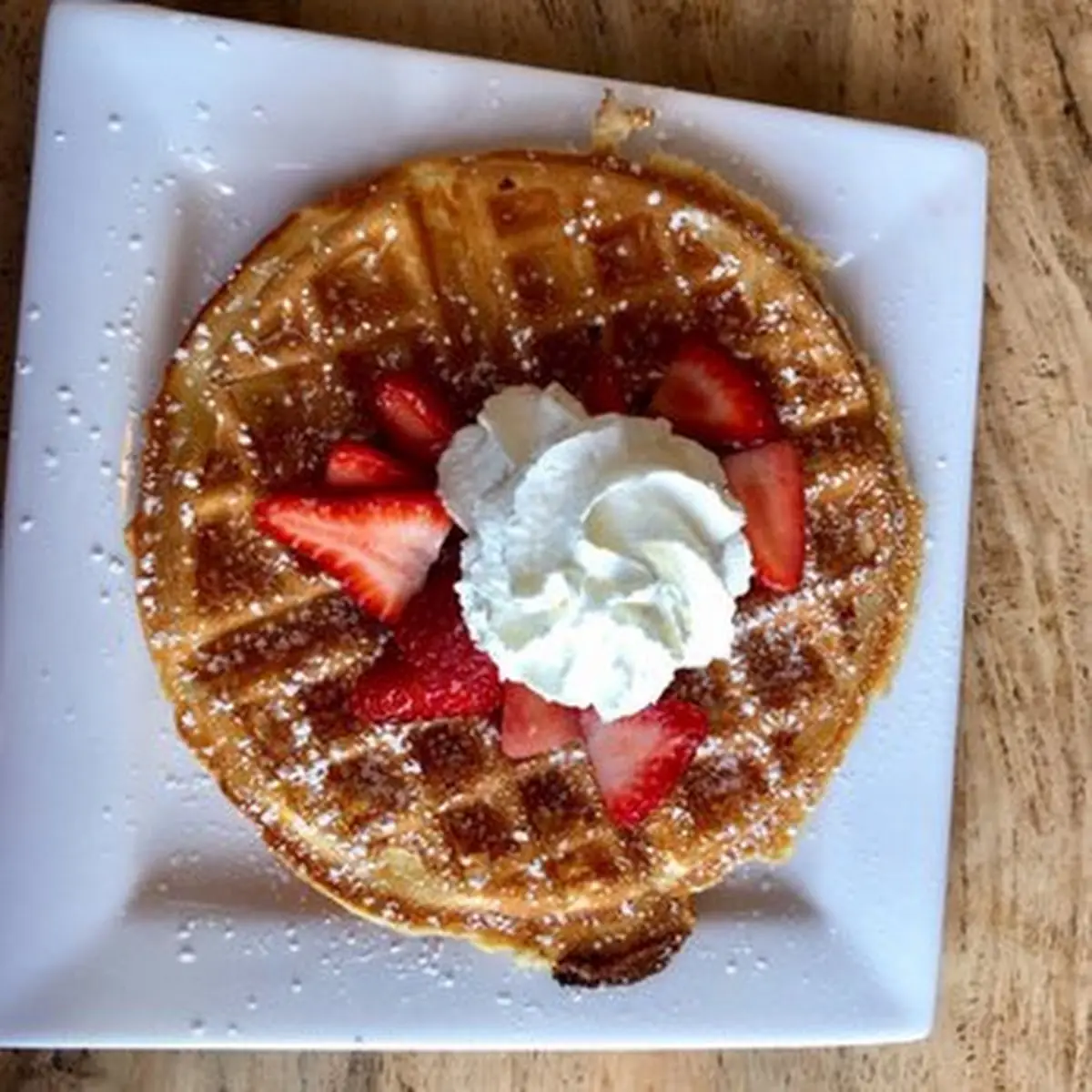 Vanilla Bean Waffle with Fresh Fruit & Whipped Cream