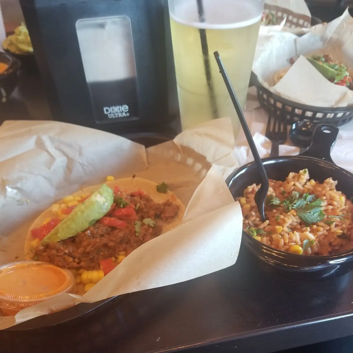 Vegan Taco and Mexican Rice