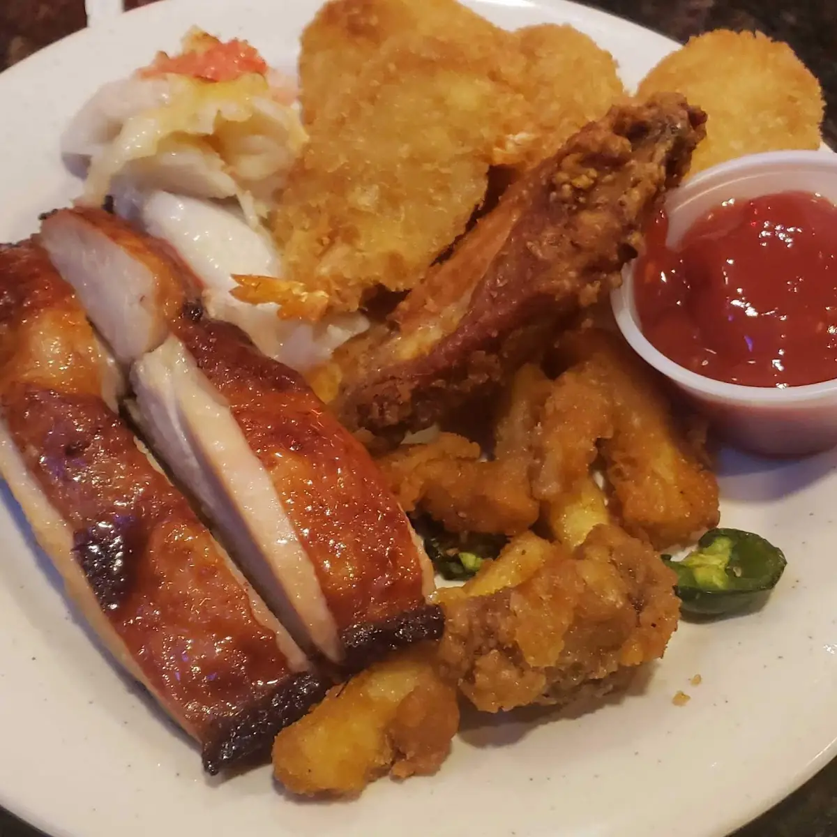 Chicken Wing Fried Shrimp and Fried Squid