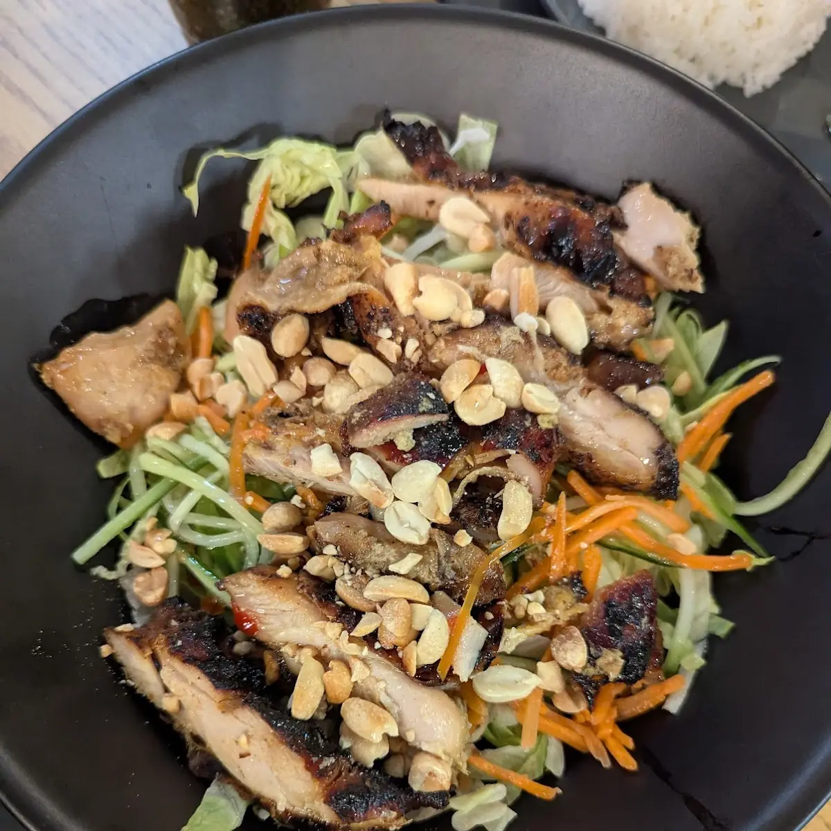 Asian vermicelli salad with chicken satay (GF)