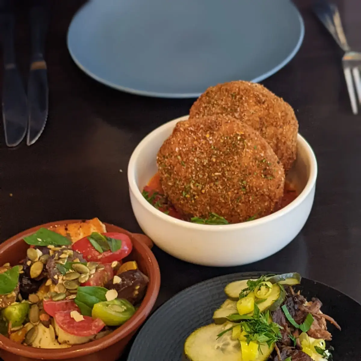Red Pepper Falafel Apricot Labne Pickles Chili