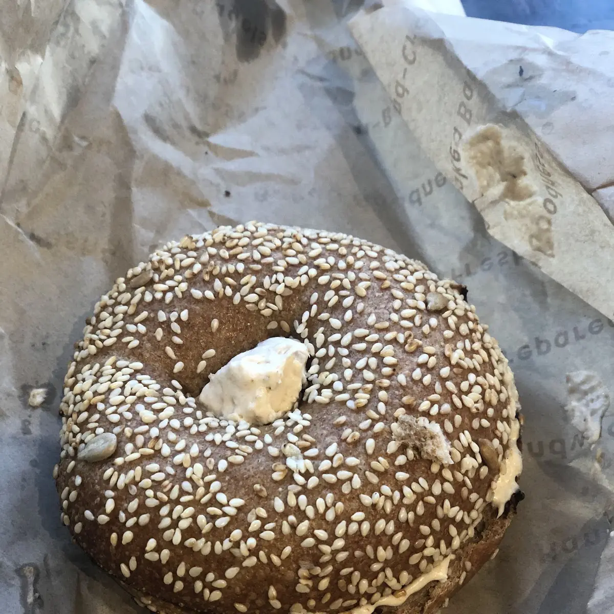 Sesame Seed Bagel with Egg N Cheese