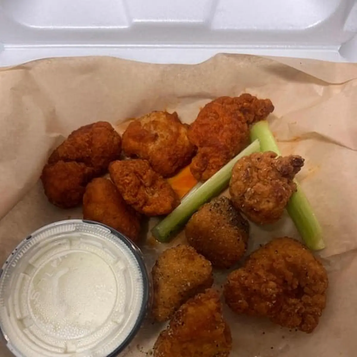 Boneless Buffalo Wings and Celery